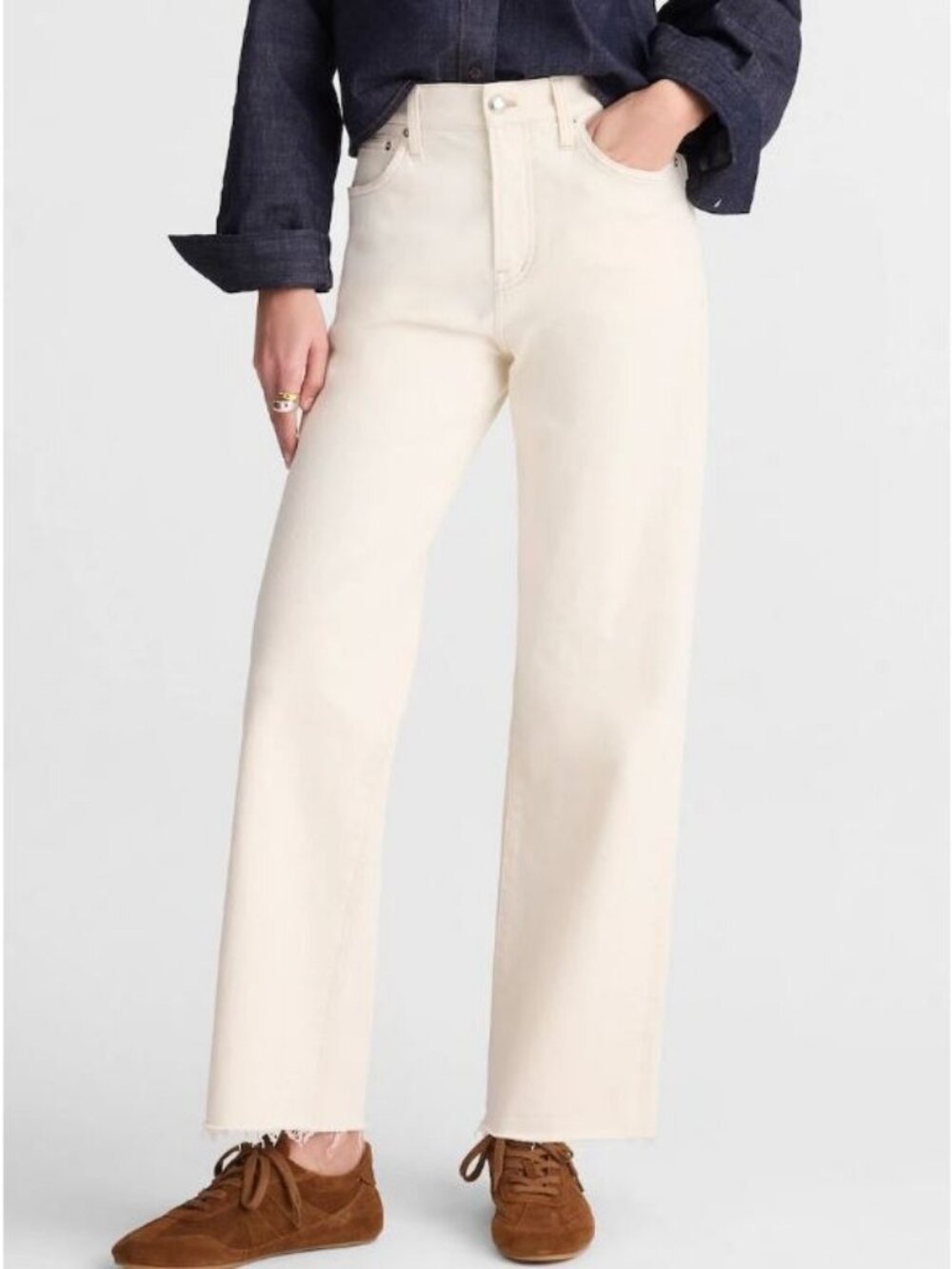 Madewell NZ958 The Perfect Vintage Wide-Leg Crop Jean Vintage Canvas Size 24P